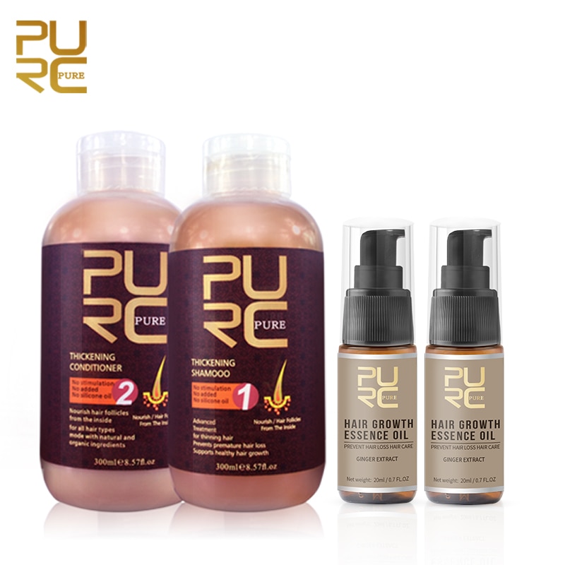 PURC Hair Growth Products Shampoo Conditioner Essence Oil Anti Hair Loss Thickener Care Hair Scalp Treatments Set For Women Men 1