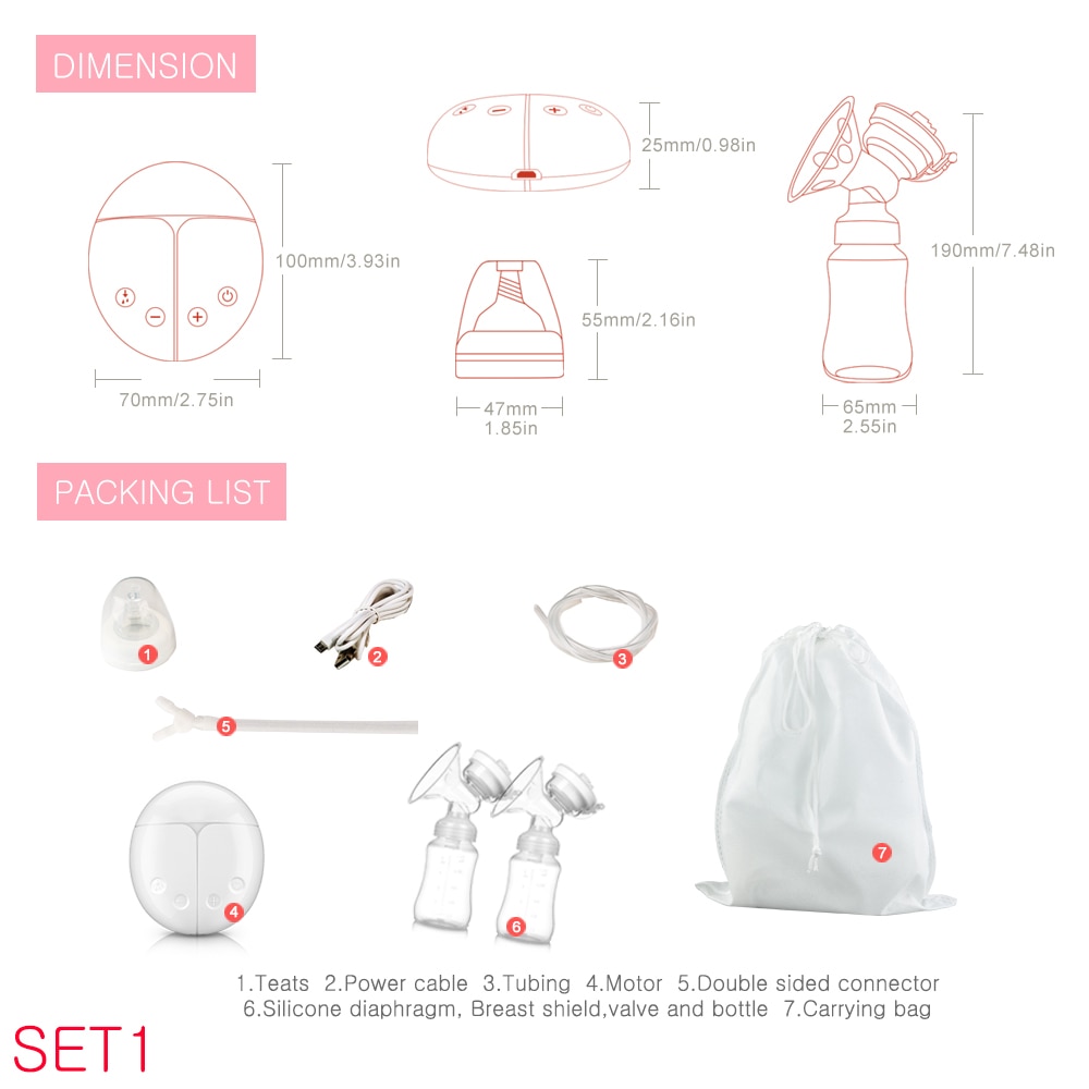 Electric breast pump unilateral and bilateral breast pump manual silicone breast pump baby breastfeeding accessories 5