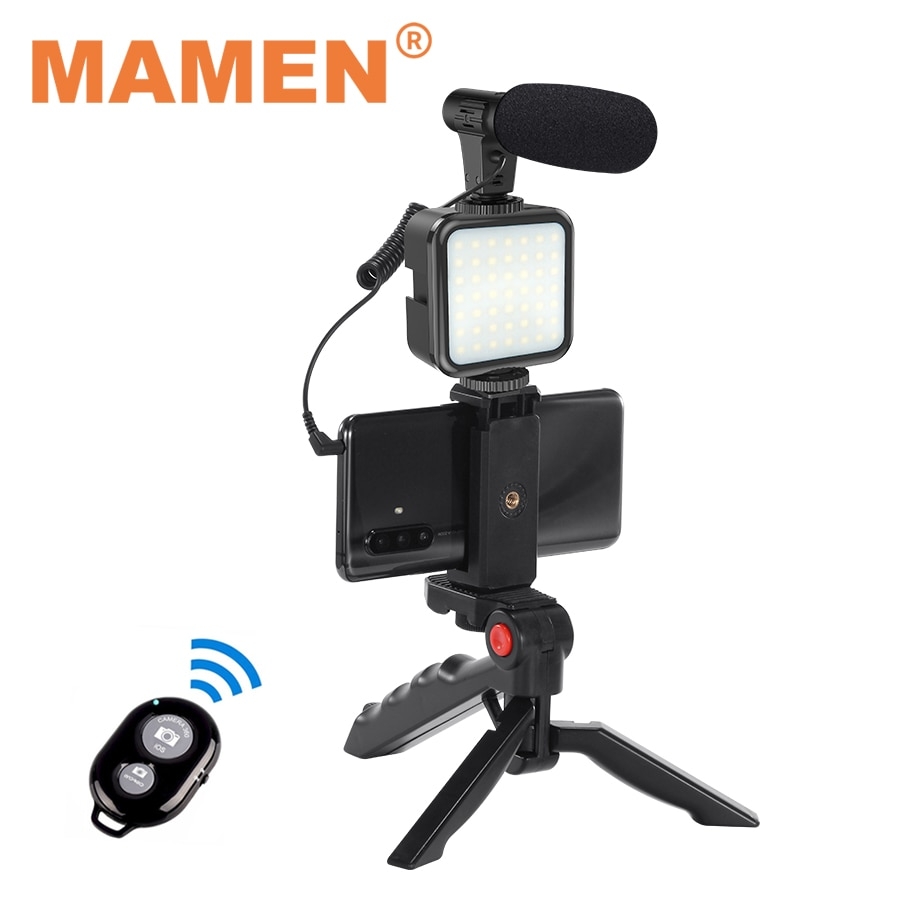 MAMEN Professional Vlogging Video Shooting KITs With Mini Tripod Bluetooth Selfie Control For SLR Camera Smartphone Recording