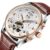 KINYUED Skeleton Tourbillon Mechanical Watch Men Automatic Classic Rose Gold Leather Mechanical Wrist Watches Reloj Hombre